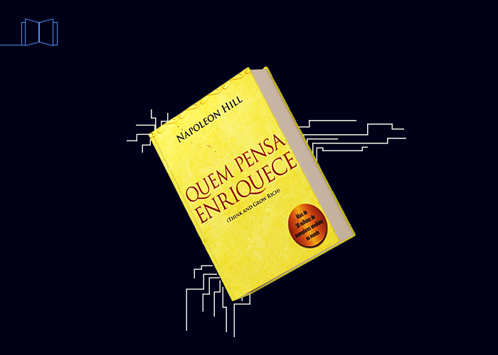 Mockup com a capa do livro: Quem pensa enriquece